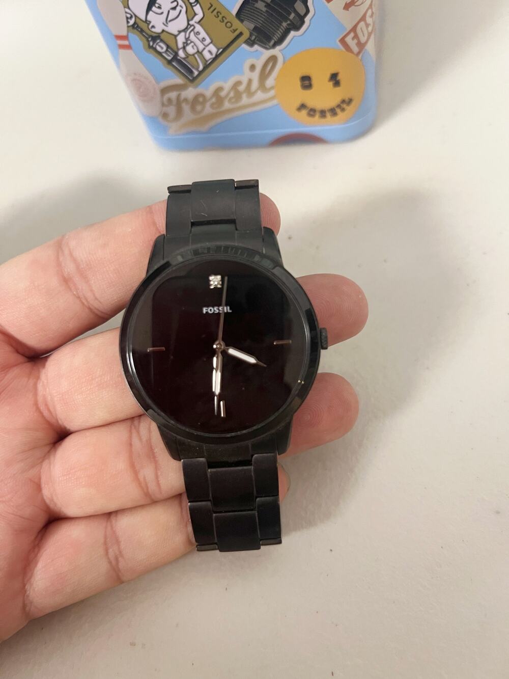 Fossil FS5455 Minimalist Black Steel Men Watch, Slim Waterproof Dress Wristwatch